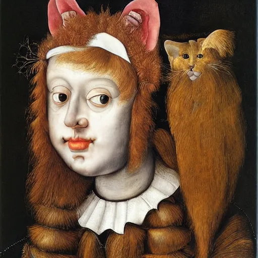 Prompt: girl with cat ears, by giuseppe arcimboldo