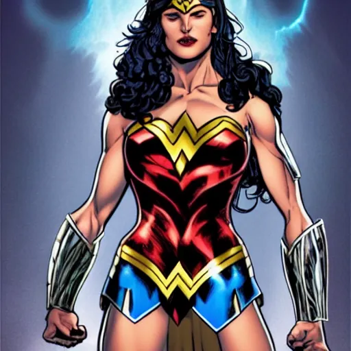 Prompt: wonder woman character design by whilce portacio