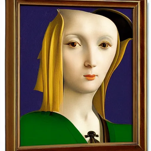 Image similar to portrait of steampunk female android, by fra angelico and sandro botticelli