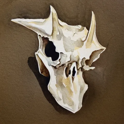 Prompt: triceratops skull, watercolor