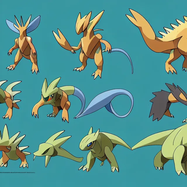 Prompt: a paleontology themed pokemon, earth / fighting type, animation design, official media, 5 k