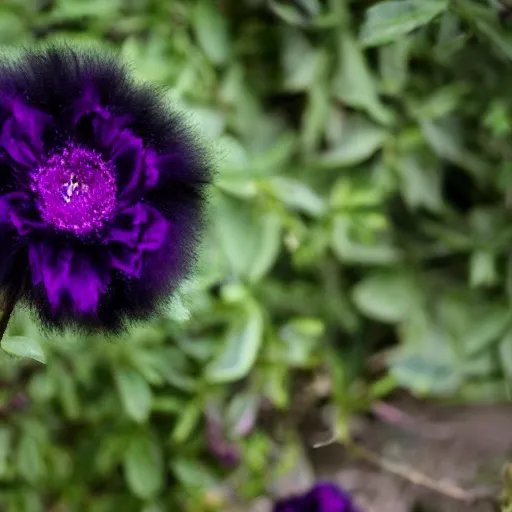 Image similar to photo of a fuzzy, black and purple flower