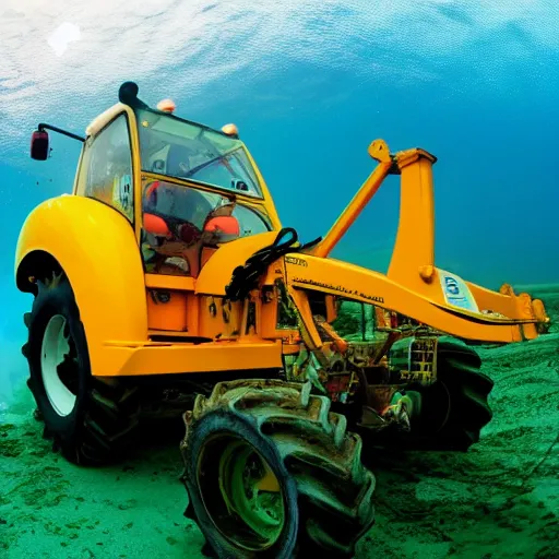 Image similar to ultrawide shot backlit tractor ploughing the seabed underwater photo on gopro