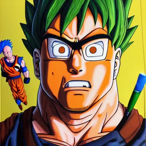 Image similar to Painting of Seth Rogan, official, detailed, character dragonball, award winning artwork, Akira Toriyama