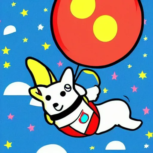 Prompt: corgi astronaut floating in space, pop art, fun, cute