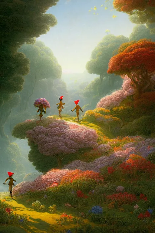 Image similar to a beautiful digital illustration painting elves among the flowers by benoit b. mandelbrot, steven belledin, martin johnson heade, lee madgwick, caspar david friedrich, and david rios ferreira. 8 k resolution trending on artstation concept art digital illustration