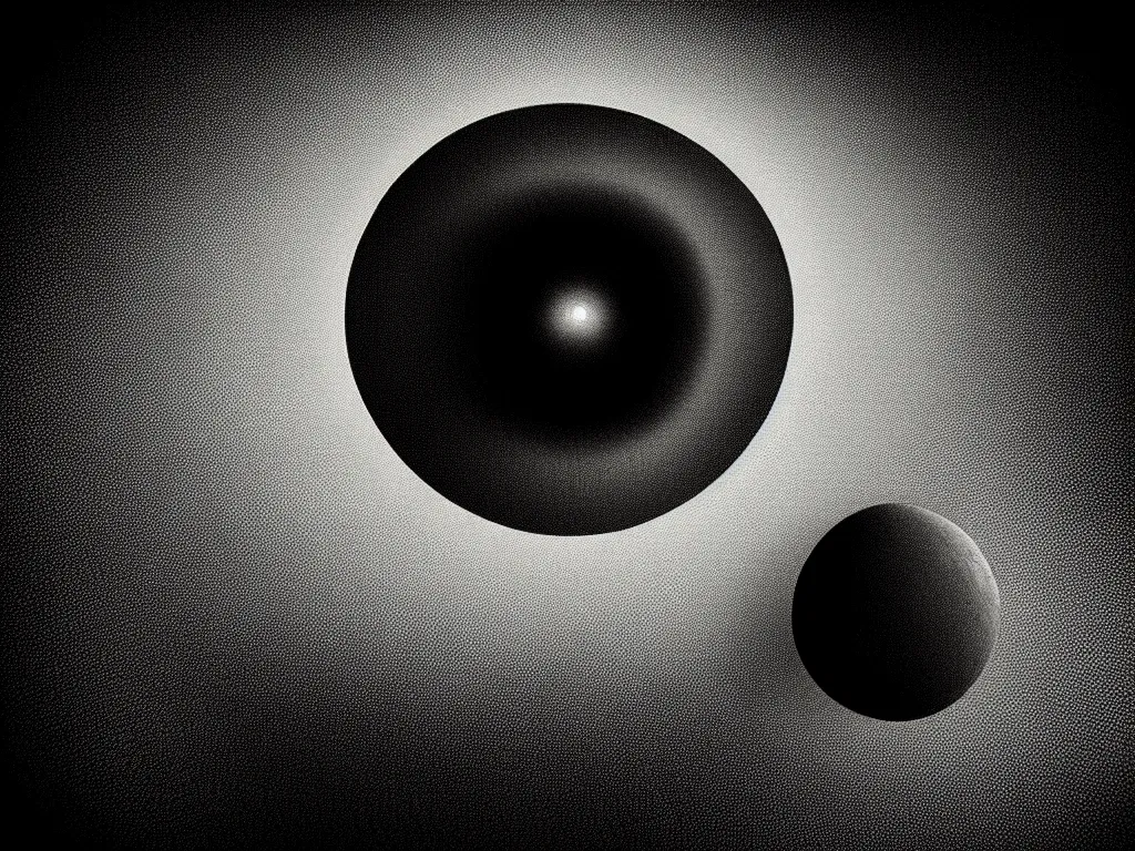 Image similar to highly detailed photo of gravitational field, trending on deviantart, neo surrealism, sharp focus, black and white pallete octane, masterpiece, art by max ernst