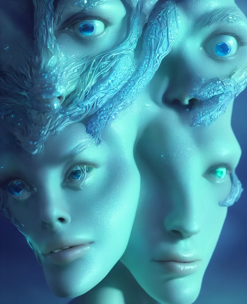 Image similar to goddess close-up portrait. bioluminiscent creatures, intricate artwork by Tooth Wu and wlop and beeple. octane render, trending on artstation, greg rutkowski very coherent symmetrical artwork. cinematic, hyper realism, high detail, octane render, 8k