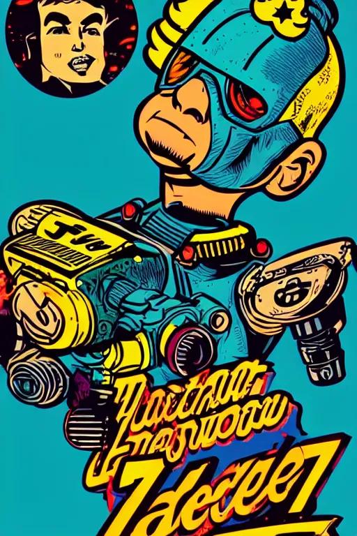 Image similar to fallout 7 6 retro futurist illustration art by butcher billy, sticker, colorful, illustration, highly detailed, simple, smooth and clean vector curves, no jagged lines, vector art, smooth andy warhol style