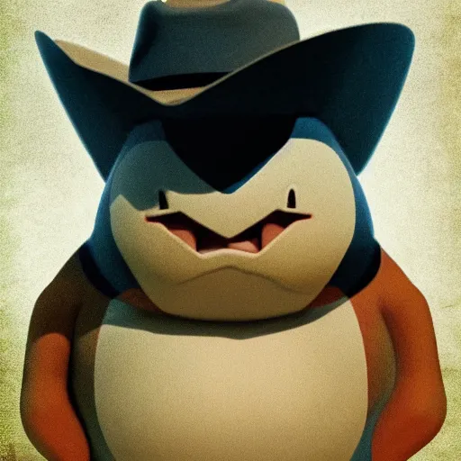 Image similar to national geographic photo of the pokemon snorlax wearing a cowboy hat by franz lanting, digital art, cinematic shot