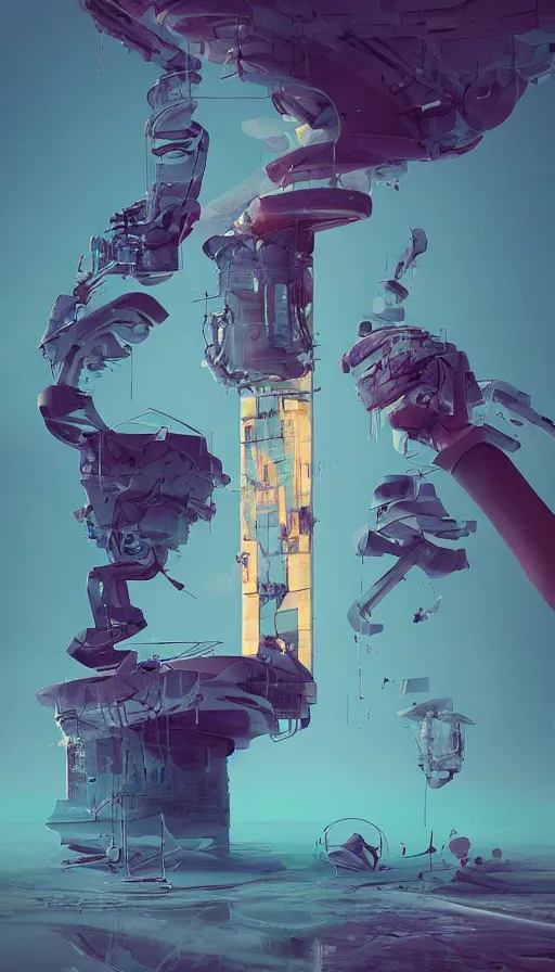 Image similar to life and death mixing together, by beeple