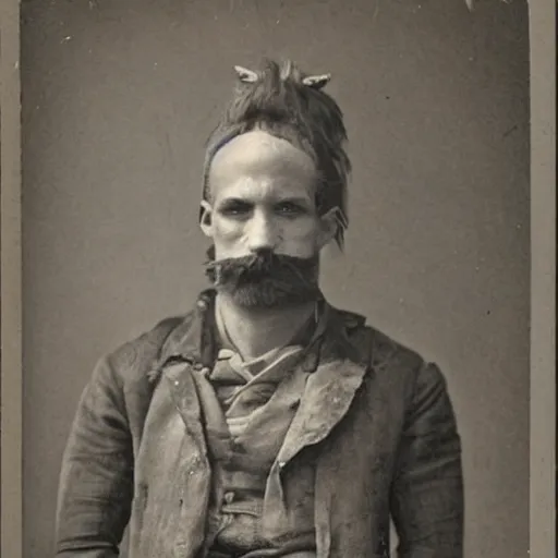 Image similar to a photograph of a half - man half - fox bandit from the 1 8 9 0 s