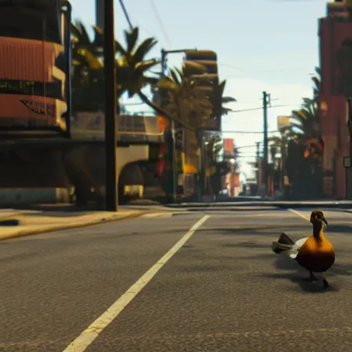 Image similar to a duck on the loading screen of grand theft auto v