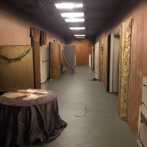 Prompt: party in the backrooms, liminal space