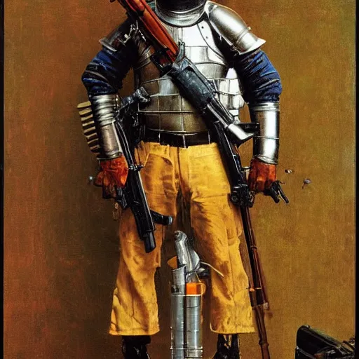 Image similar to portrait of a knight with an ar - 1 5, by norman rockwell