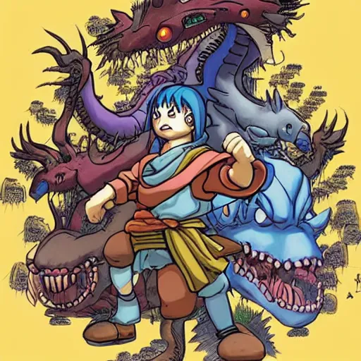 Image similar to “chest with eyes and teeth, style of dragon quest, by satoshi kon”