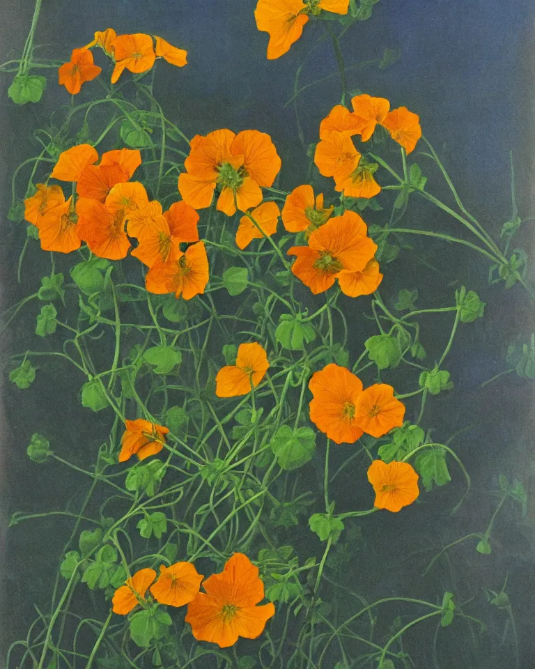 Image similar to fine painting of tropaeolum majus, by thaddeus welch.