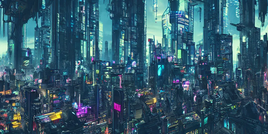 Prompt: cyberpunk city trending on artstation hyper realistic