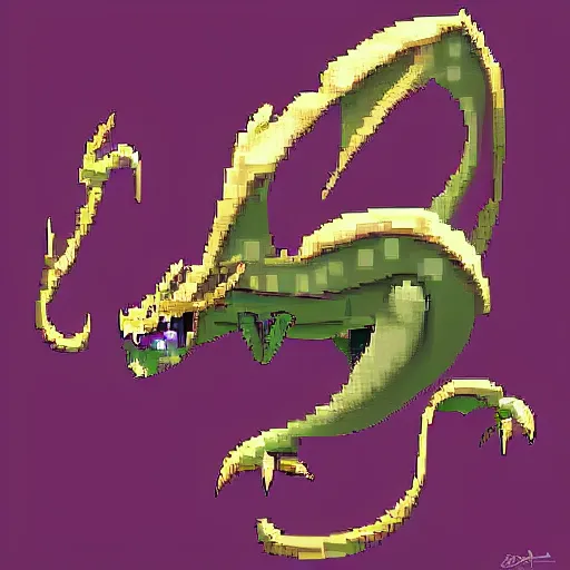 Image similar to pixel art dragon, game concept art, illustration,