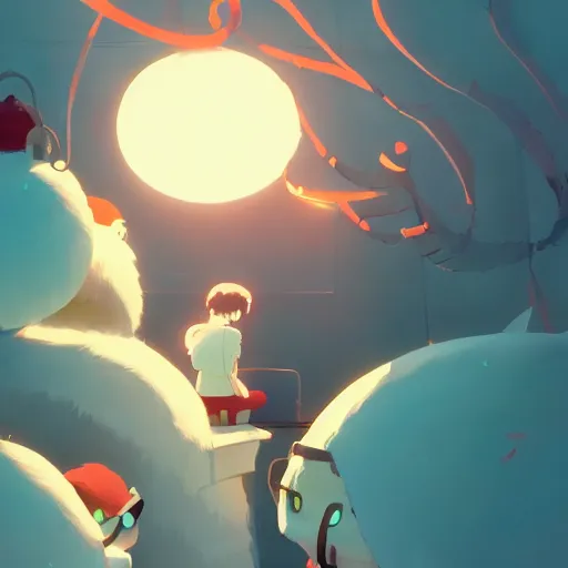 Image similar to enjoying the holidays, detailed, cory loftis, james gilleard, atey ghailan, makoto shinkai, goro fujita, studio ghibli, rim light, exquisite lighting, clear focus, very coherent, plain background