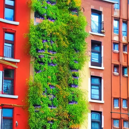 Prompt: Beautiful city of the future in harmony with nature. Plants on buildings. Nice colour scheme, soft warm colour. Beautiful detailed painting by Lurid. (2022)