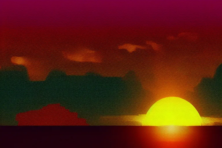 Image similar to Synthwave style sunset above the reflective sea in the style of Artstation