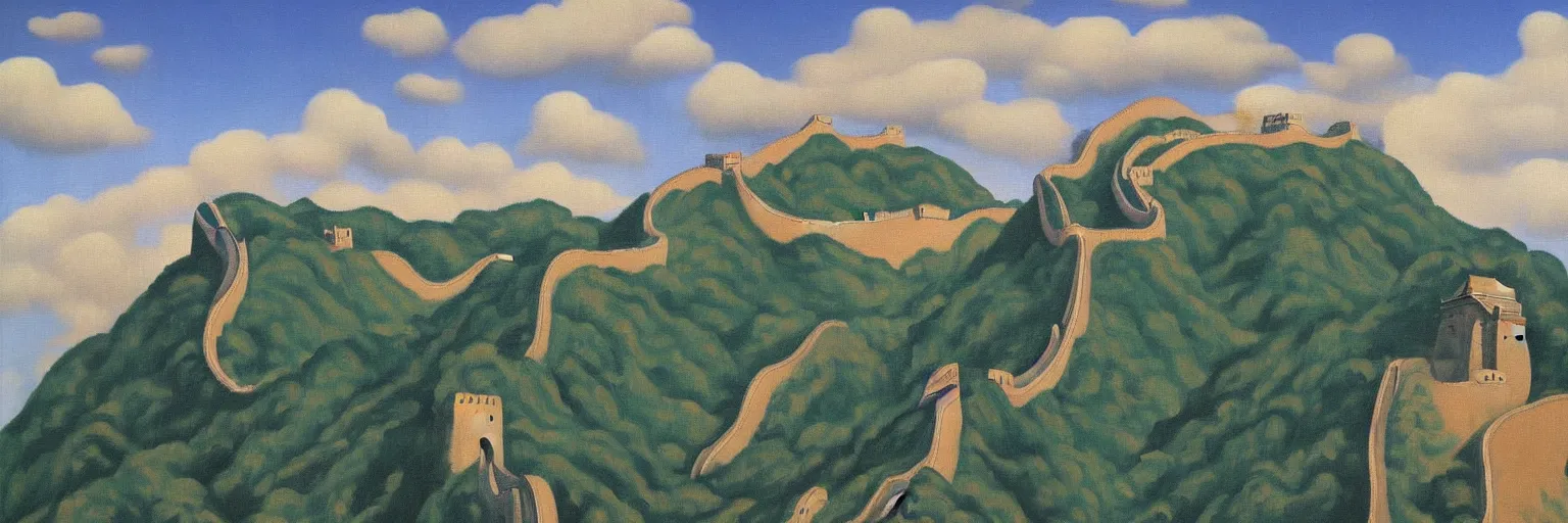 Prompt: Great Wall of China oil painting magritte