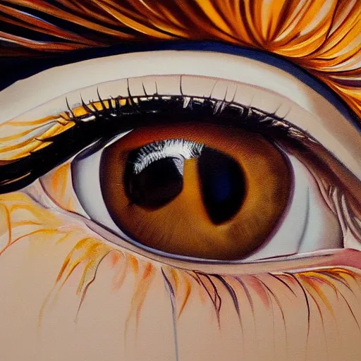 Image similar to beautiful painting, iris human's eye, photo, closeup shot, high resolution, high detail, hyper realistic, 4K, 8K