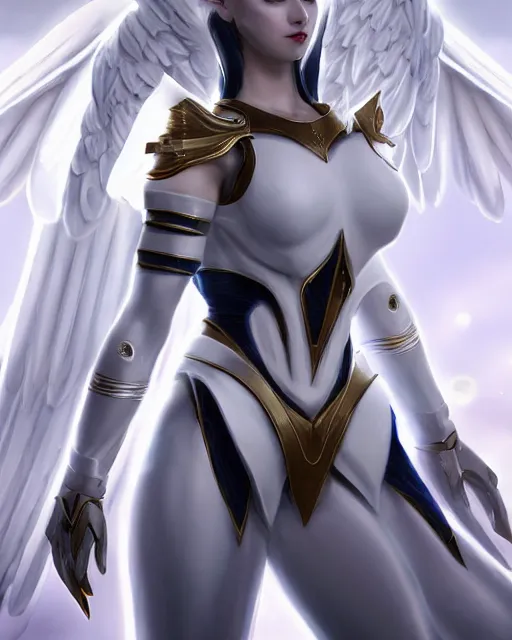 Image similar to perfect white haired attractive egyptian goddess with huge white dove wings, warframe armor, beautiful, symmetric, dreamy, half asian, pretty face, blue eyes, detailed, scifi platform, charlize, experiment, 4 k, ultra realistic, epic lighting, android body, illuminated, cinematic, masterpiece, art by akihito tsukushi, voidstar