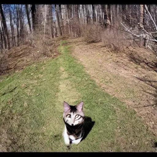 Prompt: Trail cam footage of Walter White with cat ears