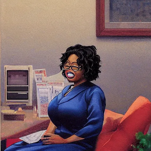 Prompt: anime oprah by by Hasui Kawase by Richard Schmid on canvas