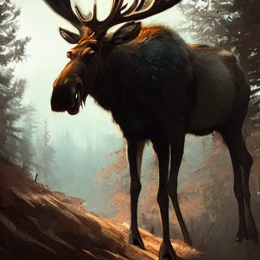 Prompt: bipedal moose by greg rutkowski