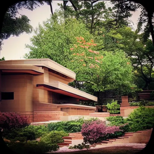 Prompt: “ frank lloyd wright neighborhood tiny wings ”