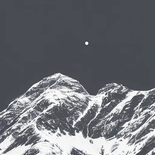Prompt: a black dot in the sky pulling a mountain up towards it, dark lighting, landscape