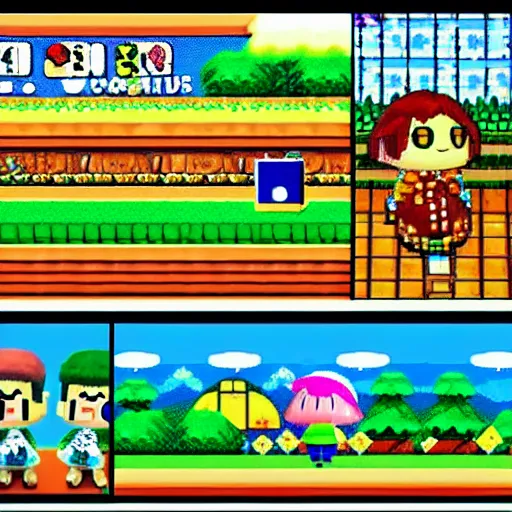 Image similar to Screenshot of Animal Crossing for NES, 1989, 8-bit, pixel art