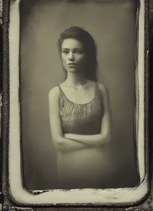 Image similar to portrait of a young women, photo realistic, elegant, award winning photograph, parallax, ambrotype wet plate collodion by martin shuller,