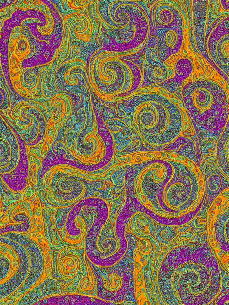 Image similar to 3d fractal swirling maze paisley multicolor lichen