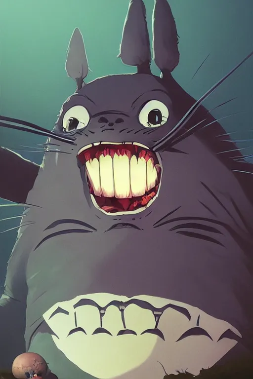 Prompt: Horror Totoro portrait, by Jesper Ejsing, RHADS, Makoto Shinkai and Lois van baarle, ilya kuvshinov, rossdraws global illumination
