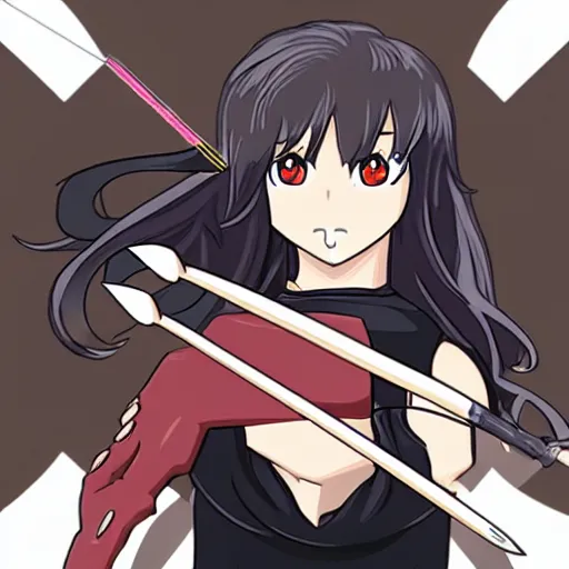 Prompt: woman with a bow and arrow anime