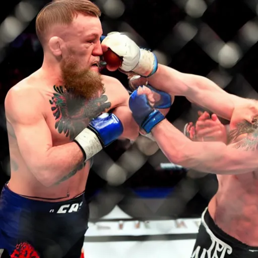 Image similar to Conor McGregor slapping a frail elderly man