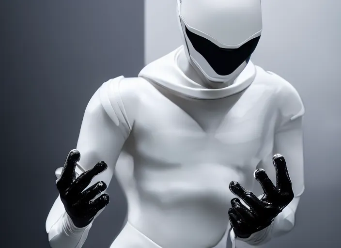 Prompt: cinematic photoshoot of clean modern hand crafted super futuristic man in milk pool pro display xpr luxury smooth color metal white silver with black leather padding well design ultrareallistic detailed high quality 8 k photorealistic ultra realistic