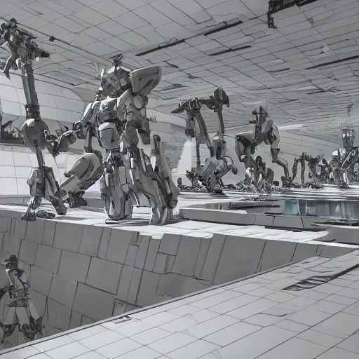 detailed anime mecha robots wading through water in | Stable Diffusion ...