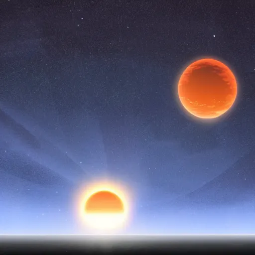 Prompt: binary sunset on earth