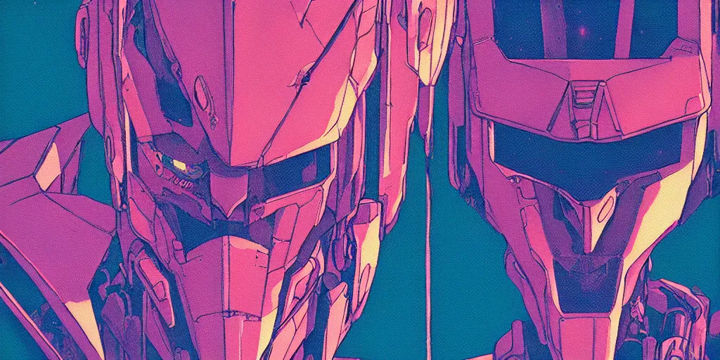 Prompt: risograph grainy painting of gigantic huge evangelion - like complicated agundam mech face with a lot of details and lasers covered ooze, by moebius and dirk dzimirsky and satisho kon, close - up wide portrait