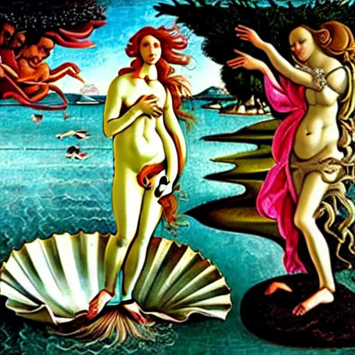 Prompt: birth of venus by sandro botticelli,