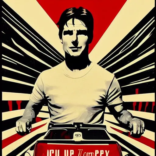 Prompt: tom cruise poster by shepard fairey