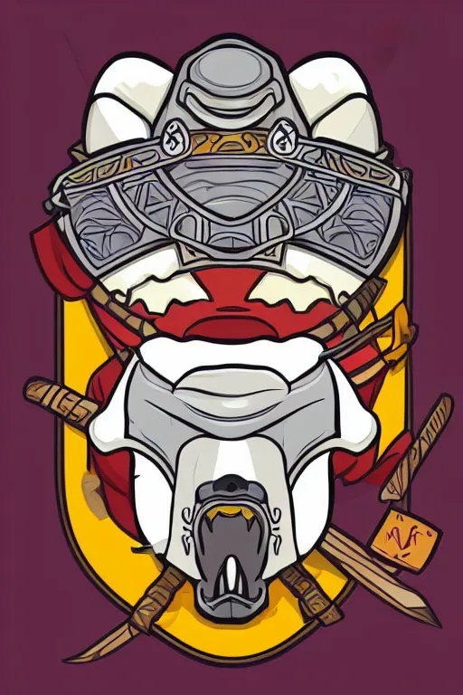 Image similar to Portrait of a polar bear in samurai armor, knight, medieval, sticker, colorful, illustration, highly detailed, simple, smooth and clean vector curves, no jagged lines, vector art, smooth