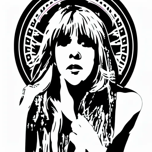 Image similar to stevie nicks playing guitar and singing, sticker - art, svg vector, adobe - illustrator