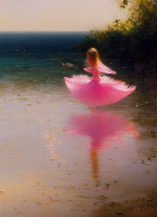 Prompt: There are many pink lotus and green lotus leaves on the dark blue sea, by Vicente Romero Redondo