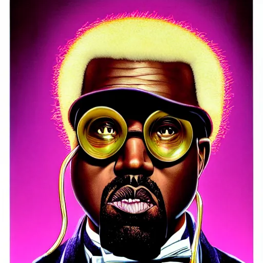 Prompt: portrait of kanye west as willy wonka, by yoichi hatakenaka, masamune shirow, josan gonzales and dan mumford, ayami kojima, takato yamamoto, barclay shaw, karol bak, yukito kishiro